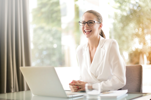 woman working in the office happy enjoying work