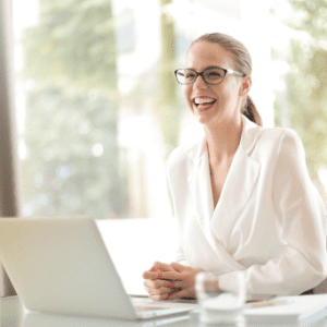 woman working in the office happy enjoying work