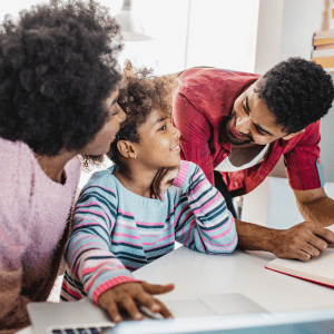 parents helping daughter child education