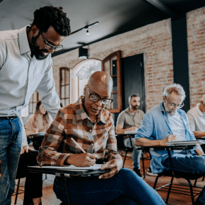 test elderly senior students learning employees continuous learning