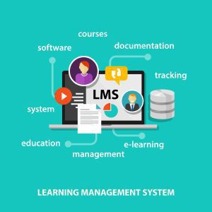 Lms concept on a laptop screen learning e-learning software education employee training