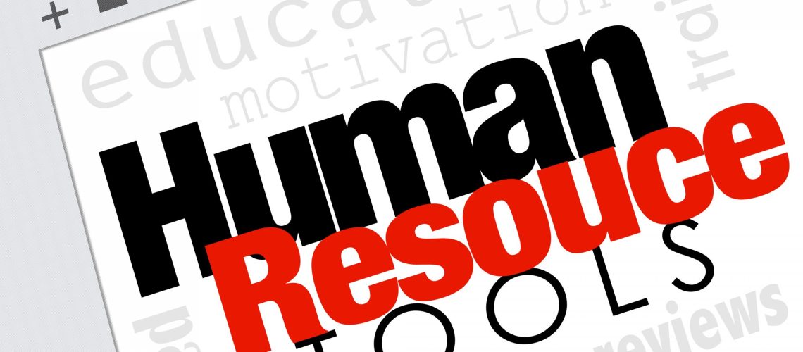 Human Resources words on a website internet screen including education, motivation, payroll, training, management, reviews and compensation internet screen