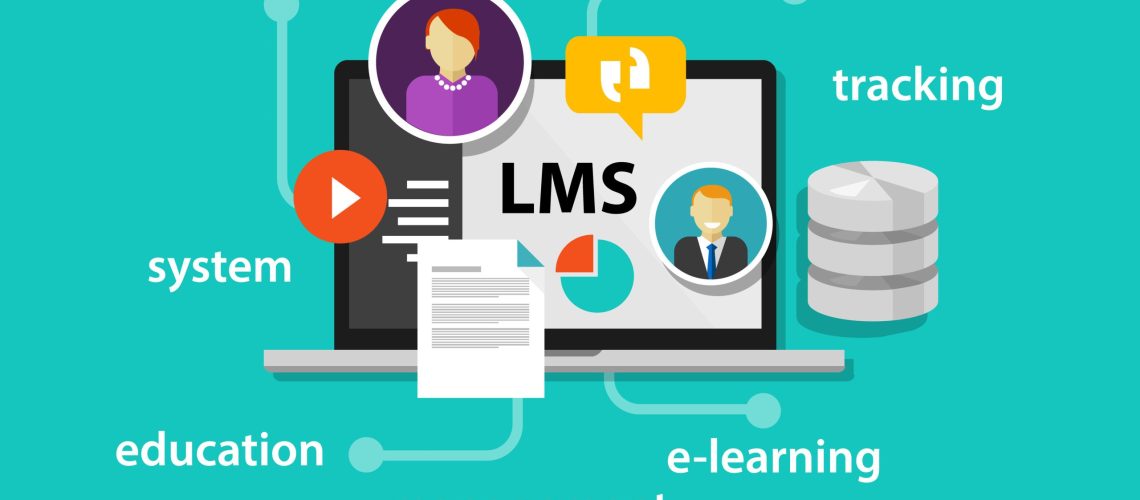 Lms concept on a laptop screen learning e-learning software education employee training