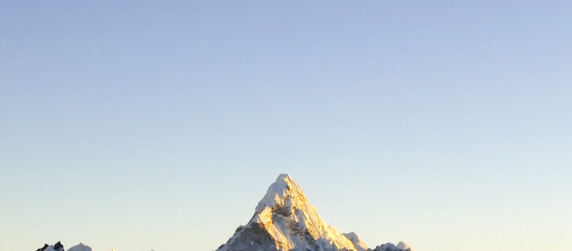 Snow capped peak Ama Dablam in the Himalaya, Nepal.